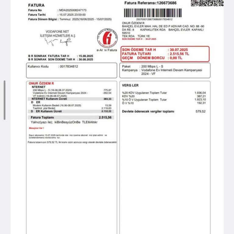 Vodafone’dan Yavaş İnternet, Aşırı İptal Ücreti Ve 7.500 TL’lik İcra Tehdidi