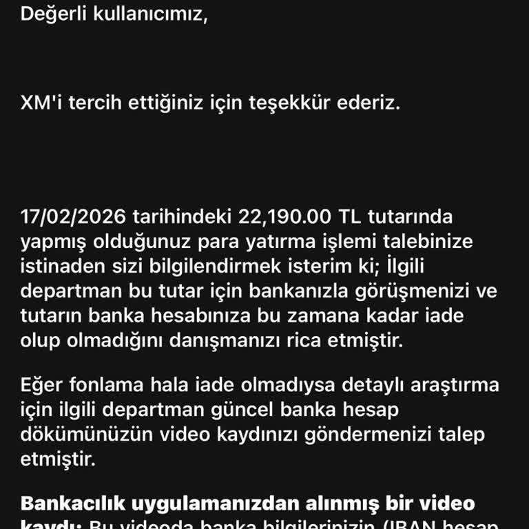 22.190 TL'lik Transferin Hesaba Yansımaması Ve İade Talebi