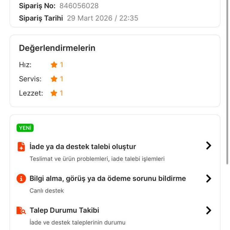 Sipariş 1,5 Saat Hazırlanıyor Kaldı, Ücret Çekildi Ve Teslim Edilmedi