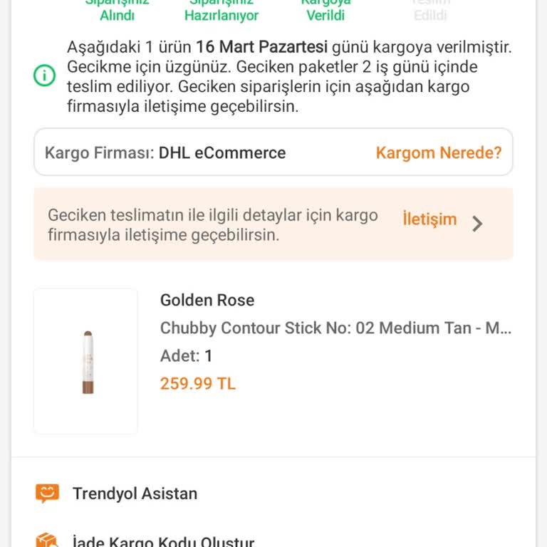 DHL Transfer Sürecinde Kalan Makyaj Siparişim Teslim Edilmedi