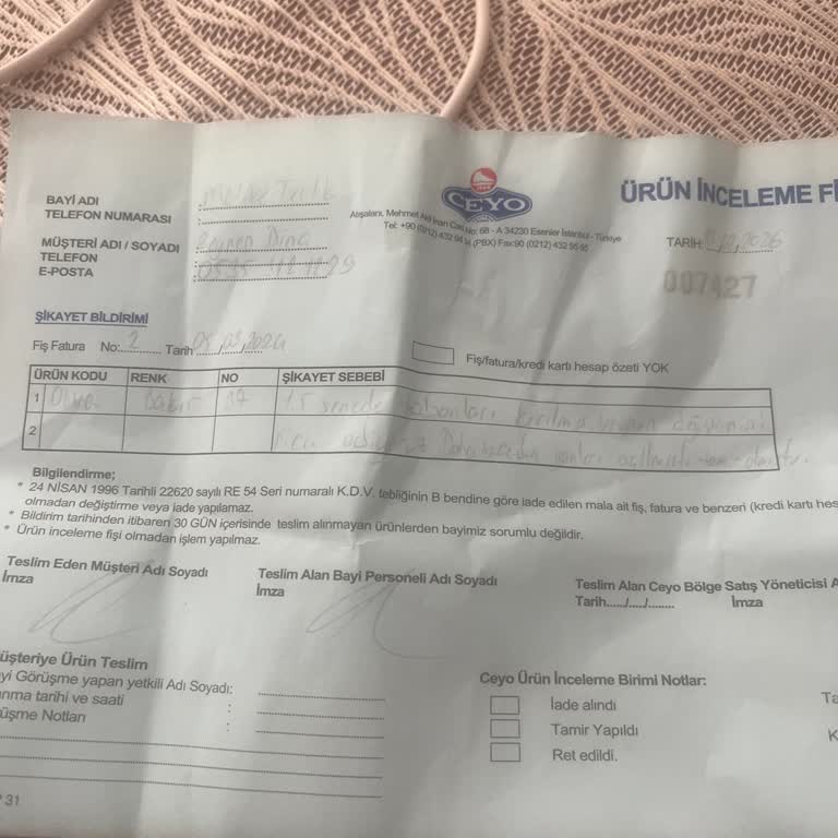 Ceyodan Aldığım Terliğin Tabanı Bir Yılda Kırıldı, Garanti Reddi
