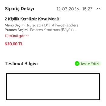 Popeyes Teslim Edilmeyen Sipariş Teslim Edildi Olarak Gösteriliyor Ve İade Yok