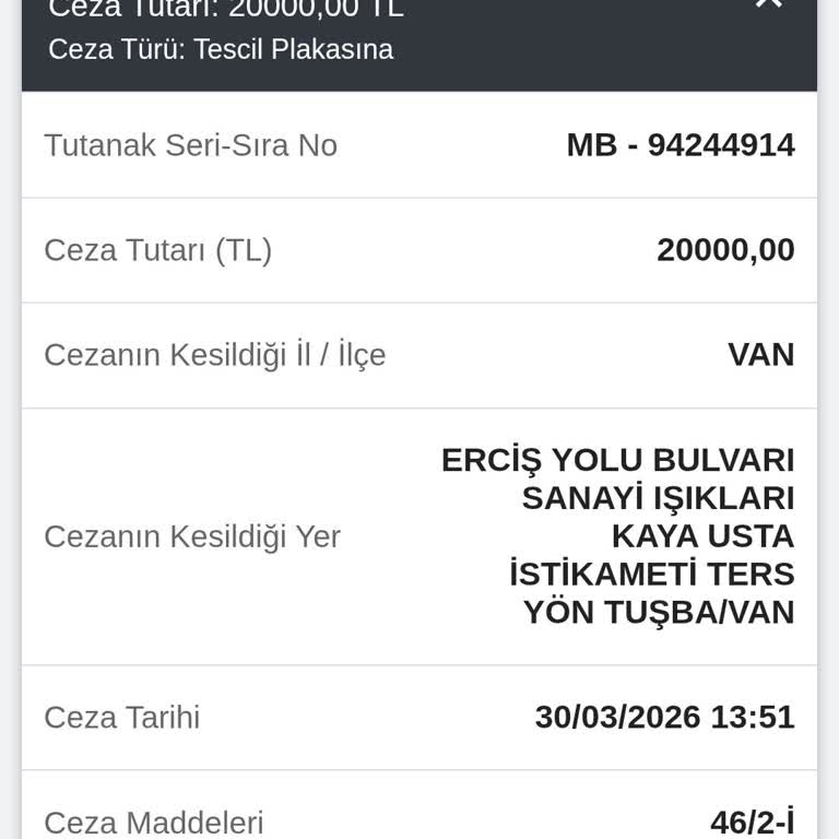 Van Trafik Denetleme Şube Müdürlüğü Şikayeti