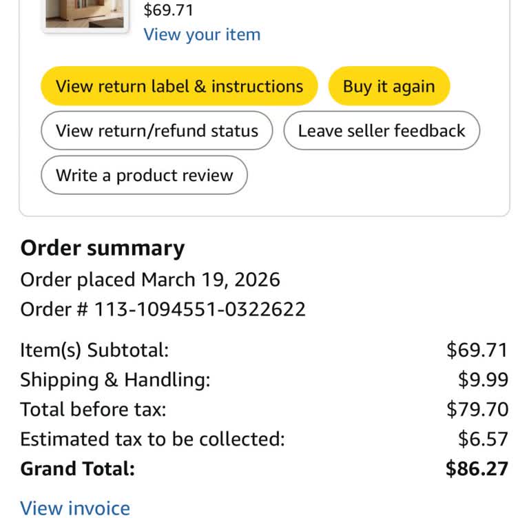 Amazon Likemet 55 Console Table Wrong Color and Poor Delivery Issue