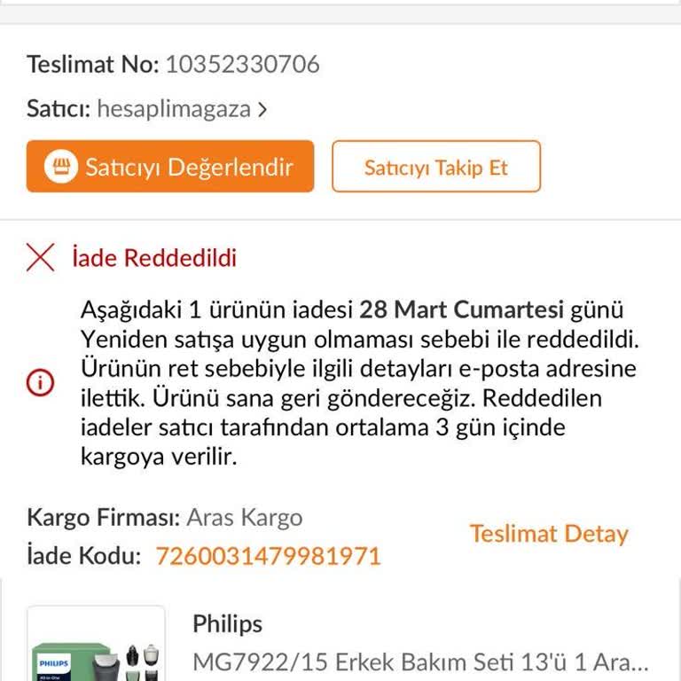Trendyol Satıcısı Kullanılmış Ve Çizik Tıraş Makinesi Gönderidi, İade Talebim Haksızca Reddedildi