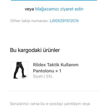 Sipariş Numarası 1445 İçin Pantolon Teslim Edilmedi, Acil İade Talebi