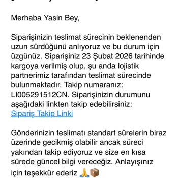 Sipariş Numarası 1445 İçin Pantolon Teslim Edilmedi, Acil İade Talebi