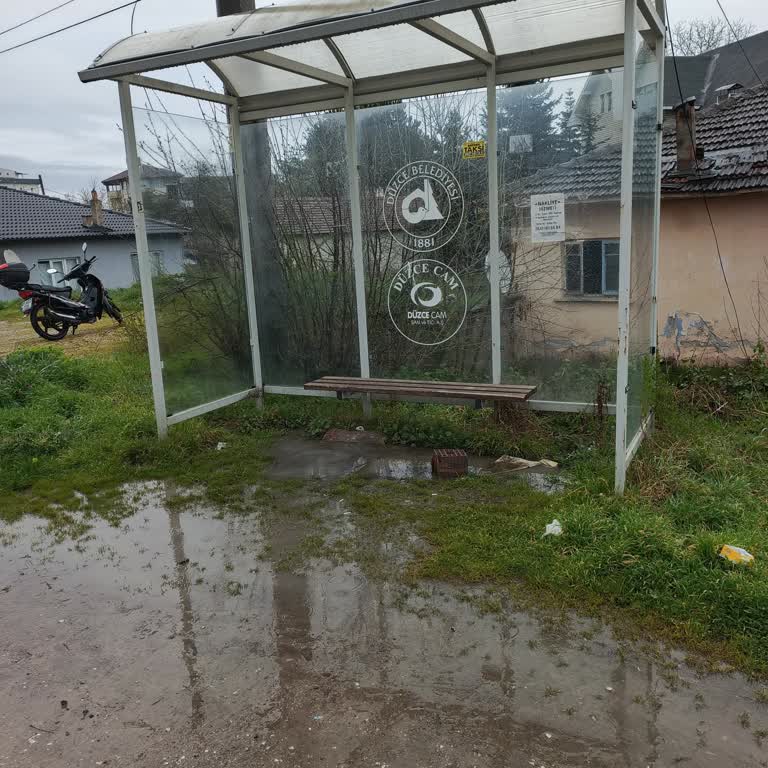 Yığılca Sapak Durağındaki Su Birikmesi Yolcuları Yağmurda Mahsur Bırakıyor