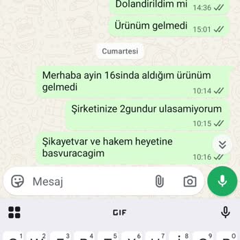 2.000 TL Ödemeli Siparişim 16 Gün Teslim Edilmedi, Cevapsız İletişim