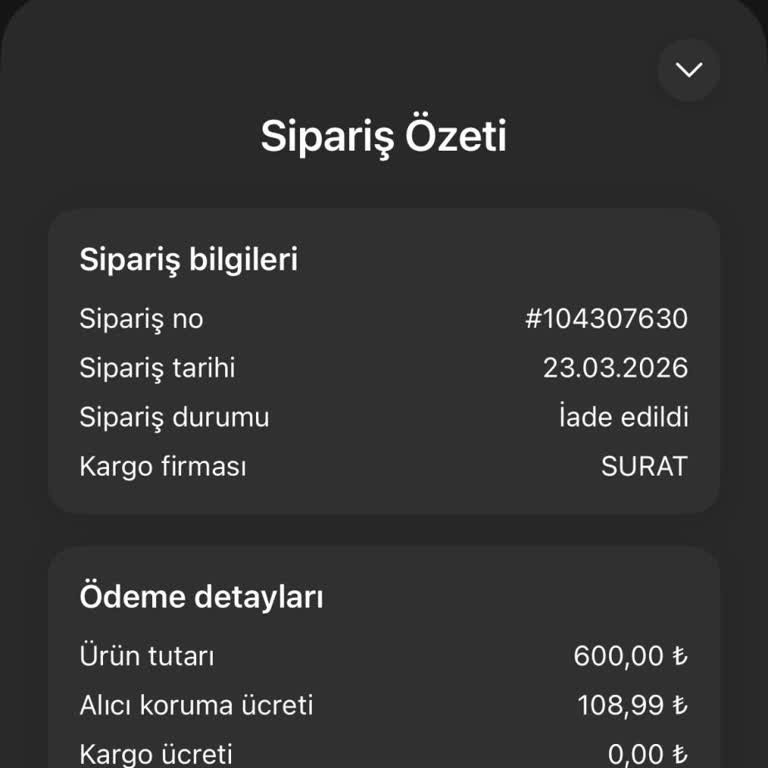 Alıcı Koruma Ücreti Geri Ödenmedi