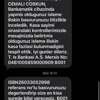 İş Bankası ATM’sinde Para Yatırma İşlemi Yanlış Gösterildi Ve Toplam 5.800 TL Eksik