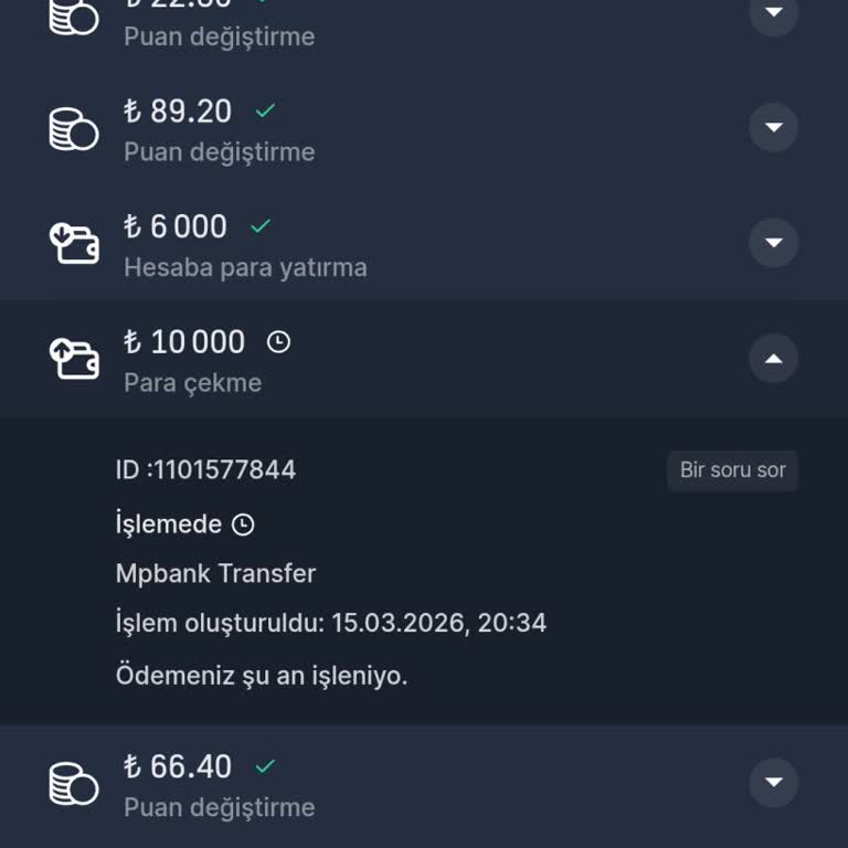 10.000 TL Para Çekme Talebim 15 Gün Geçmesine Rağmen Ödenmedi