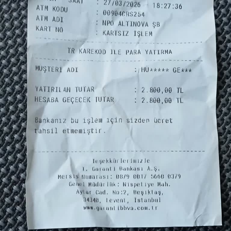 ATM’ye Yatırılan 2800 TL Hesaba Geçmedi Ve Müşteri Hizmetleri Çözüm Sağlamıyor