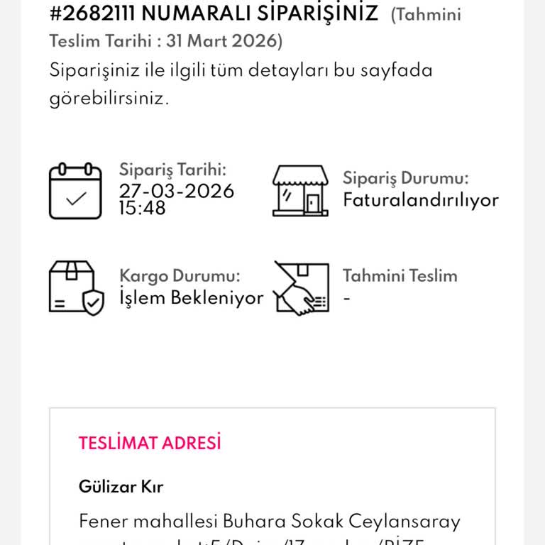 Siparişim Kargoya Verilmediği İçin Bilgilendirme Eksikliği