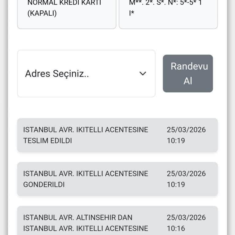 Kuryenet'in Kart Teslimatı Gecikmesi Ve Açık Adres Bilgisi Talebi
