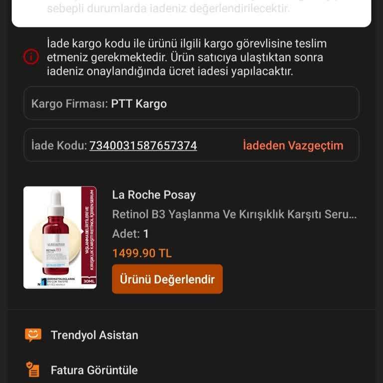 Orijinal Olmadığı Şüpheli Retinol Ürünü Ve Trendyol’un Yetersiz Müşteri Desteği