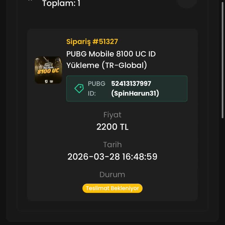 Gamelobi Üzerinden UC Satın Alımında Teslim Edilmemesi Ve Destek İletişimsizliği