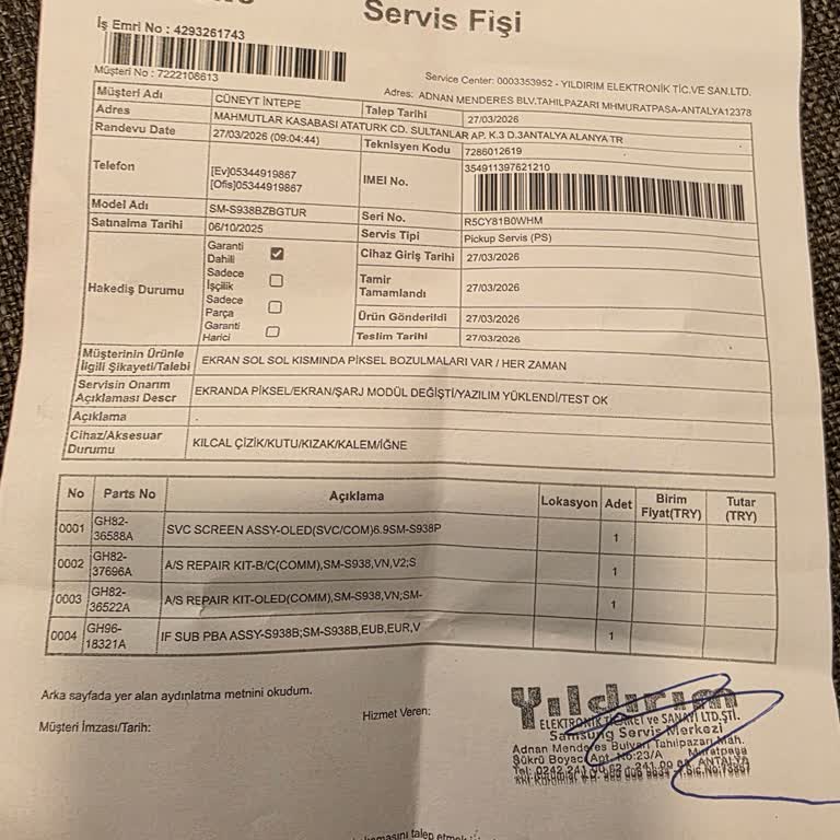 Samsung Telefonumda Piksel Ve Kamera Sorunlarıyla Değişim Talebi