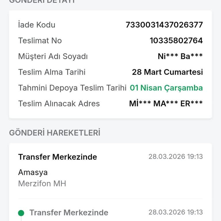 İade Kargom Amasya Merzifon’da Takılı Kaldı Ve Geri Ödeme Gecikiyor