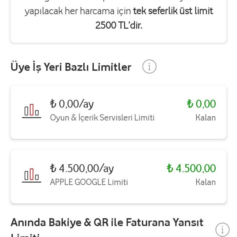 Vodafone Pay'de Aylık Limit Yüklemesi Gelmedi Ve Açıklama Yok