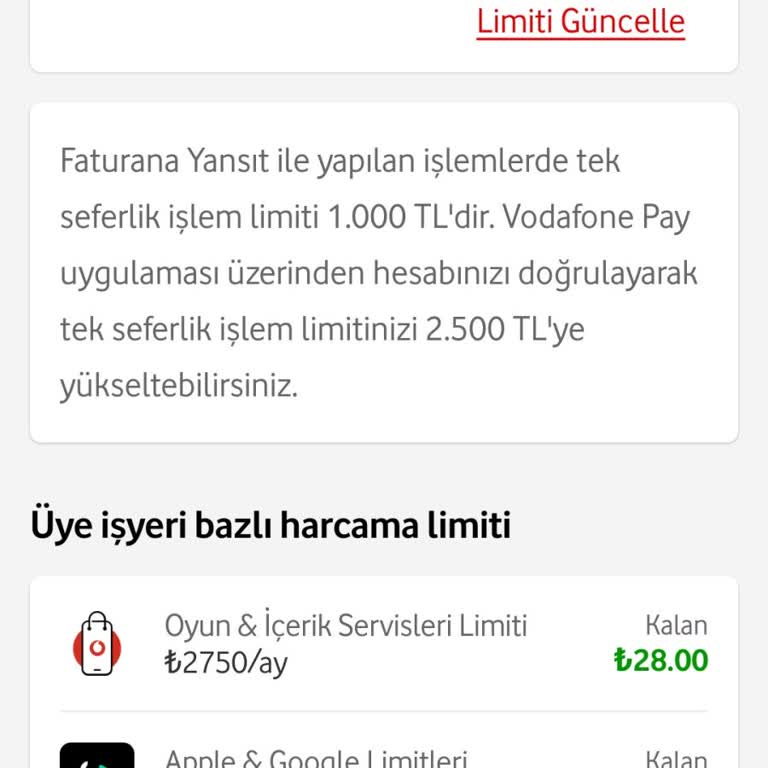 Vodafone Pay Limitimin Açıklamasız 28 TL’ye Düşürülmesi