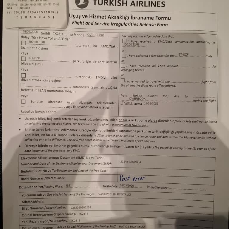 Türk Hava Yolları’ndan Gönüllü Uçuş Erteleme Tazminatı Ödenmedi Ve Yanıt Gelmedi