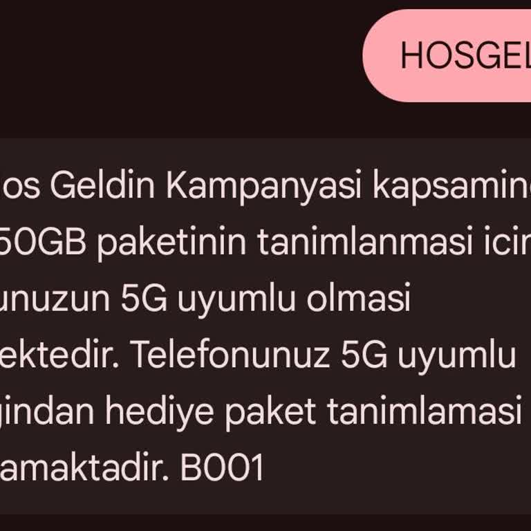 Hoşgeldin 5G Kampanyası Tanımlanmadı