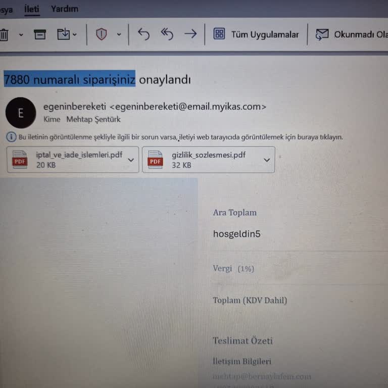 Egenin Bereketi Siparişim Teslim Edilmedi Ve İade Reddedildi