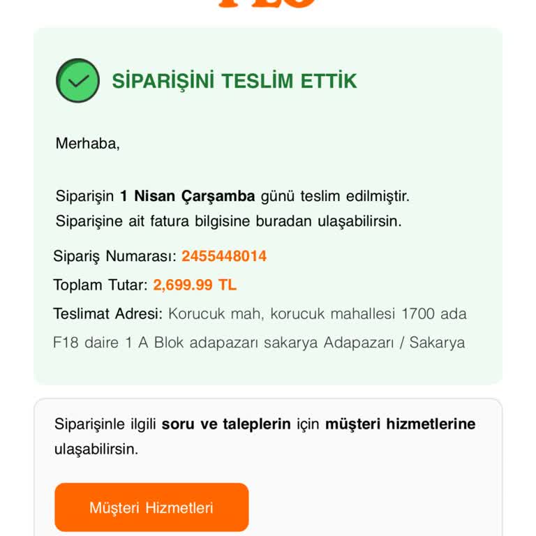 Yanlış Teslimat Nedeniyle Ücret İadesi Talebi