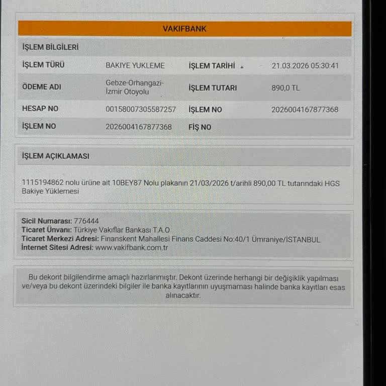 İzmir-Orhangazi Otoyolunda Haksız HGS Kesintisi Ve Faiz İadesi Talebi