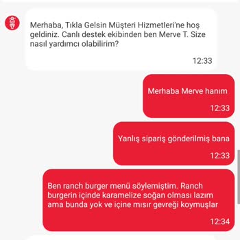 Yanlış Hamburger Ve Kısmi Tıkla Para İadesi