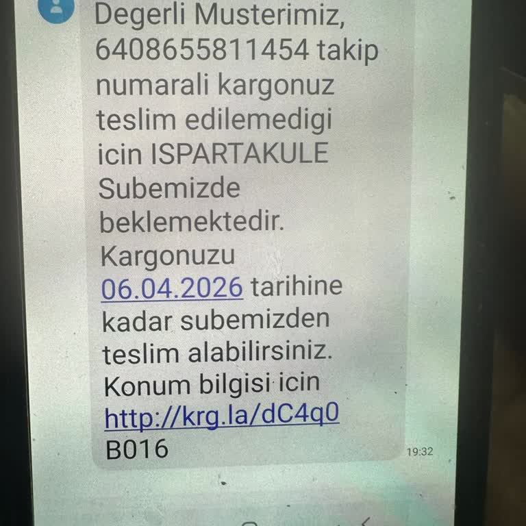 Aras Kargo Ispartakule Şubesi Yanlış Teslim Bildirimi Gönderdi Ve Kargo Adrese Ulaşmadı