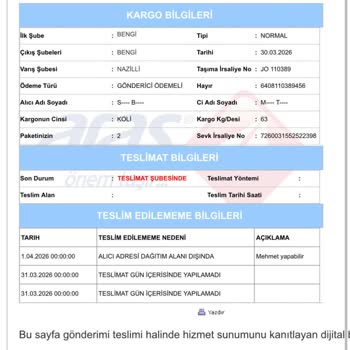 Aras Kargo’nun Teslimatı İhmal Etmesi Ve Kaba Tutumu