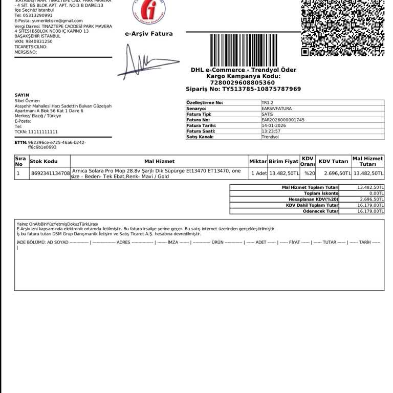 Garanti Kapsamında Arnica Süpürge Bozuldu, Ücretsiz Değişim Talebi