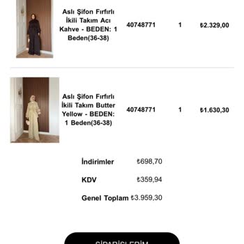 Meysadesign'de Defolu Ve Renk Uyumsuz Takımlar İçin İade Talebi