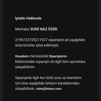 İzinsiz Sipariş İptali Ve Tekrar Gönderim Talebi