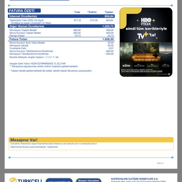 İnternet Kurulmadı, Faturaya Haksız Yansıtma
