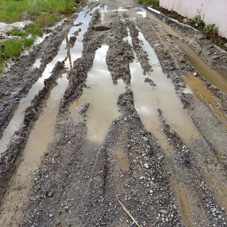 Tekirdağ'da Yeniçiftlik Mahallesindeki Çukurlu Yol Uzun Süreli Kullanılamaz Durumda