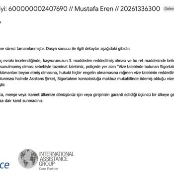 Vize Reddi Teminatı Ödemesini Reddeden Hepiyi Sigorta Ve Remed Assistance Şikayetim