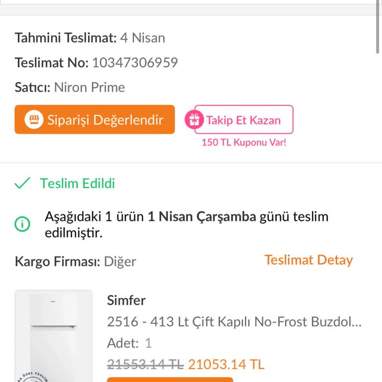 Sipariş Teslim Edildi Diyor, Buzdolabı Hiç Gelmedi