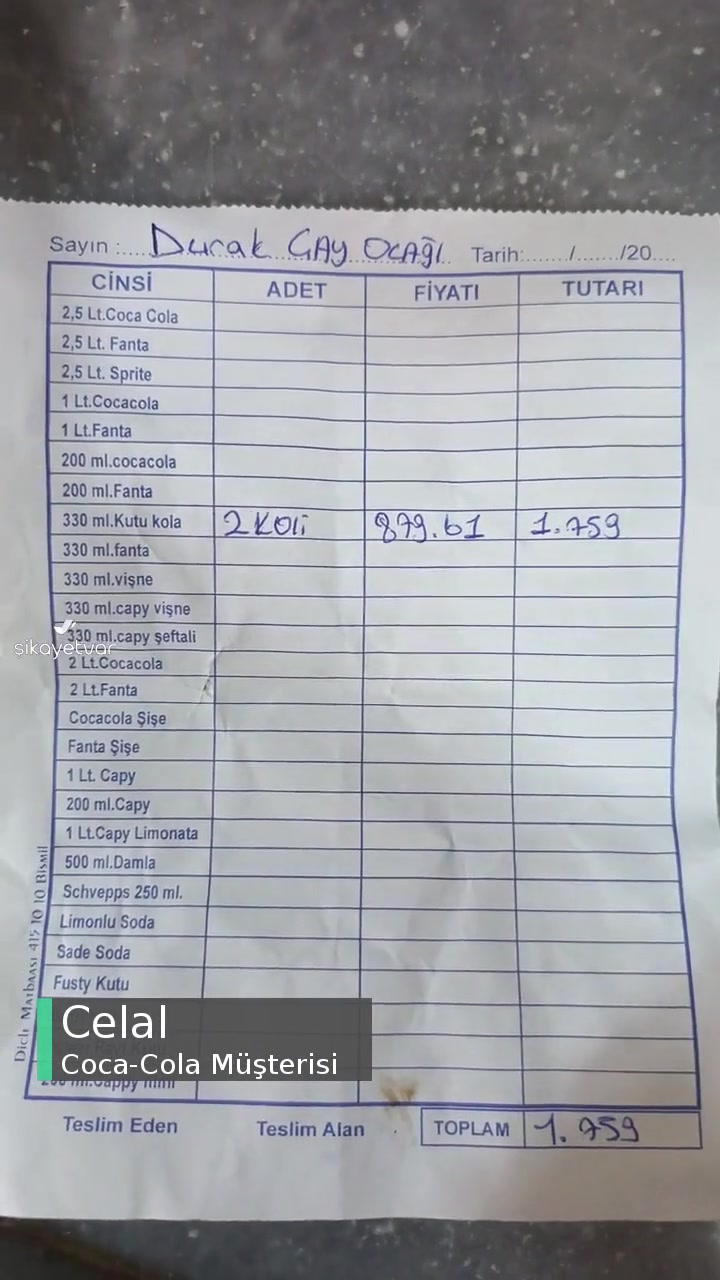 Coca-Cola Diyarbakır Ana Bayiinin Verdiği Geçersiz Fatura! videonun kapak resmi