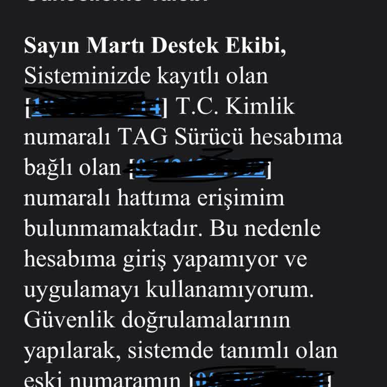 Telefon Numarası Güncellenemiyor, Müşteri Desteği Cevap Vermiyor