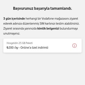 Vodafone Hoş Geldin 25 GB İnterneti Tanımlanmadı Ve 100 TL İzinsiz Kesildi