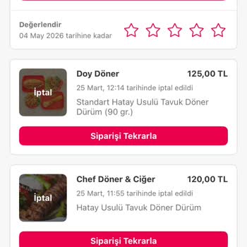 Doy Döner Restoranı Üç Defa Haksız Sipariş İptali Ve Çözüm Talebi