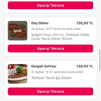 Doy Döner Restoranı Üç Defa Haksız Sipariş İptali Ve Çözüm Talebi