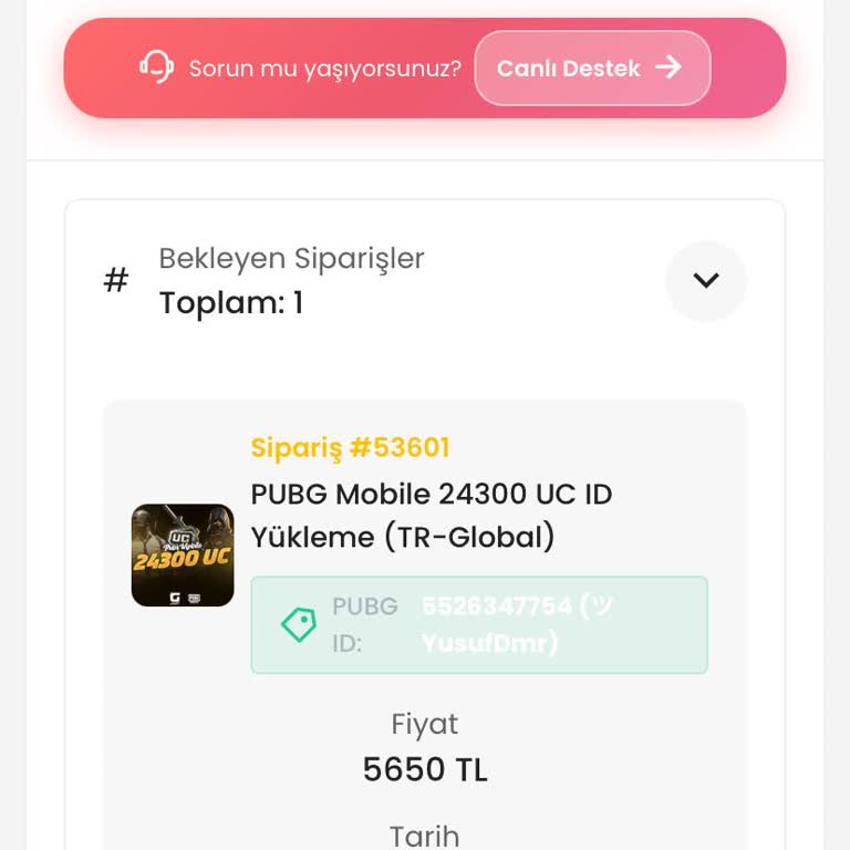 Ödeme Alındı Ama UC'ler Hesaba Yüklenmedi Ve İade Talebi