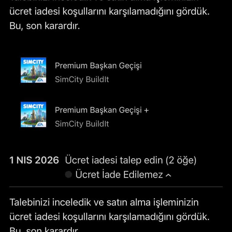 Apple App Store'da Oyun İçinde Satın Alınan İçerik Teslim Edilmedi İade Talebi