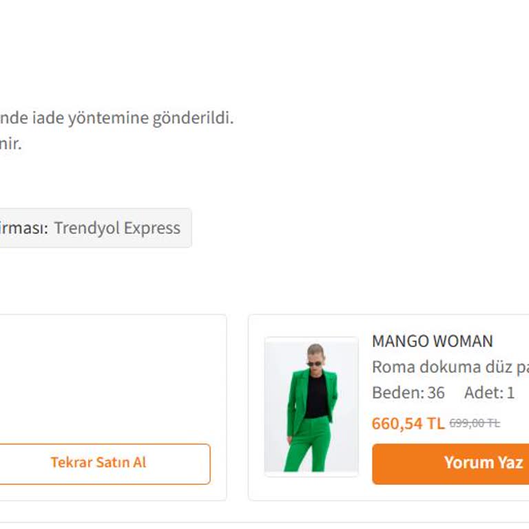 Trendyol’da Mango Pantolon İadesinde Eksik 660,54 TL