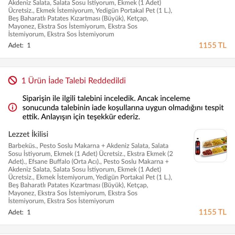 Ücretli Ekstra Ekmek Ve Patates Kızartması Teslim Edilmedi, Trendyol’da Çözüm Vermedi