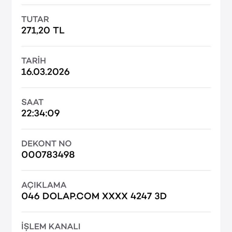 Dolap.com’dan İzinsiz 271,20 TL Çekim İçin İade Ve Açıklama Talebi